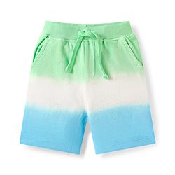 Babyhug Single Jersey Knit Half Sleeves T-Shirt & Shorts Set With Color Block Design & Aloha Print - Sea Green White & Light Blue