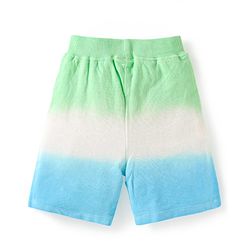 Babyhug Single Jersey Knit Half Sleeves T-Shirt & Shorts Set With Color Block Design & Aloha Print - Sea Green White & Light Blue