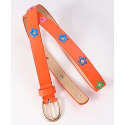 Babyhug Belt with Floral Applique - Orange
