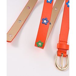 Babyhug Belt with Floral Applique - Orange