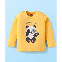 Babyhug Cotton Knit Full Sleeves Night Suit With Panda Print - Yellow