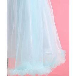Babyhug Woven Sleeveless Party Dress With Sequinned & Ruffled Yoke - Light Blue
