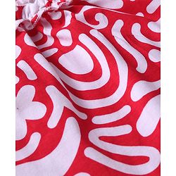 Babyhug Single Jersey Knit Sleeveless Printed Top & Denim Shorts Set - Red