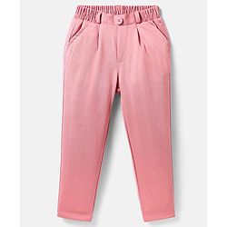 Babyhug Knit Full Sleeves Solid Color 4 Piece Party Suit with Bow & Sequin Applique - Pink