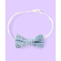 Babyhug Woven Full Sleeves Text Printed 3 Piece Party Suit with Bow Suspender & Hat - Light Blue