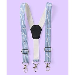 Babyhug Woven Full Sleeves Text Printed 3 Piece Party Suit with Bow Suspender & Hat - Light Blue
