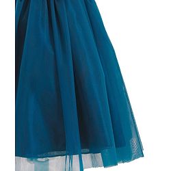 Babyhug Woven Sleeveless Fit & Flare Party Dress with Floral Corsage - Teal Blue