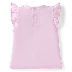 Babyhug Cotton Knit Frill Sleeves Shorts Night Suit with Hearts & Text Print - Pink