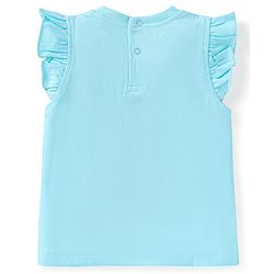 Babyhug Cotton Knit Frill Sleeves Shorts Night Suit with Giraffe & Polka Dots Print - Light Blue