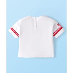 Babyhug Disney Single Jersey Half Drop Shoulder Sleeves T-Shirt with Minnie Mouse Print - White