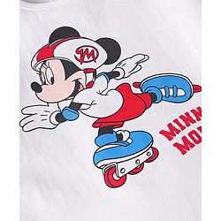Babyhug Disney Single Jersey Half Drop Shoulder Sleeves T-Shirt with Minnie Mouse Print - White