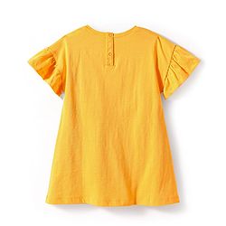 Babyhug Disney Single Jersey Knit Half Sleeves Frock With Minnie & Daisy Graphic - Yellow