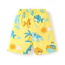Babyhug Cotton Knit Half Sleeves Shorts Night Suit With Sea Animals Print - Yellow