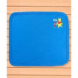 Babyhug Disney Interlock Knit Wash Cloth with Winnie the Poo Graphic L 28 X B 28 cm Pack of 3 - Green Blue & White