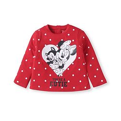 Babyhug Disney Single Jersey Knit Full Sleeves Night Suit With Minnie Mouse Graphics - Red