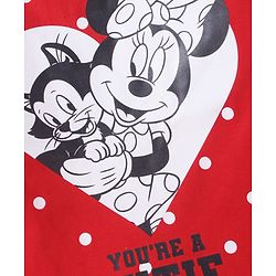 Babyhug Disney Single Jersey Knit Full Sleeves Night Suit With Minnie Mouse Graphics - Red