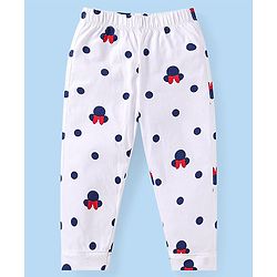 Babyhug Disney Single Jersey Knit Full Sleeves Co-ords Front Open Night Suit with Minnie Mouse Graphics - White