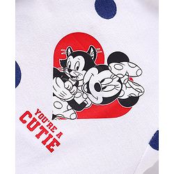 Babyhug Disney Single Jersey Knit Full Sleeves Co-ords Front Open Night Suit with Minnie Mouse Graphics - White