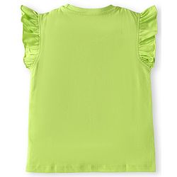 Babyhug Cotton Knit Frill Sleeves Night Suit with Bunny Print - Green