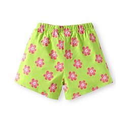 Babyhug Cotton Knit Frill Sleeves Night Suit with Bunny Print - Green