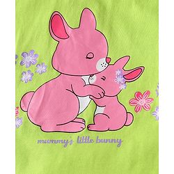 Babyhug Cotton Knit Frill Sleeves Night Suit with Bunny Print - Green