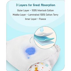 Babyhug 100% Cotton Reusable Potty Training Pull Up Padded Pants Pack of 6 Size 1 (1 - 2 years) - Multicolour