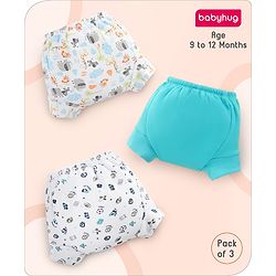 Babyhug 100% Cotton Padded Underwear Training Diapers Animals Print Pack of 3 Size 2 - Multicolor