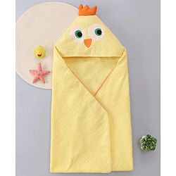 Babyhug Terry Woven Hooded Wrapper with Chick Applique L 73 x B 71 cm - Yellow
