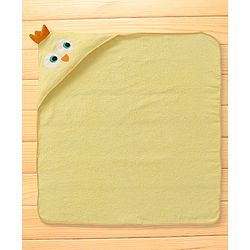 Babyhug Terry Woven Hooded Wrapper with Chick Applique L 73 x B 71 cm - Yellow