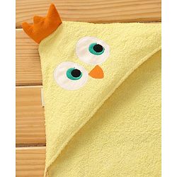 Babyhug Terry Woven Hooded Wrapper with Chick Applique L 73 x B 71 cm - Yellow