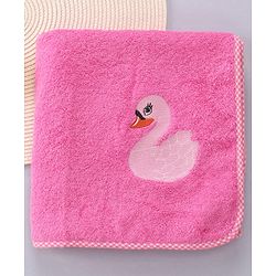 Babyhug Cotton Terry Woven Bath Towel With Duck Embroidery L 98 x B 48 cm - Pink