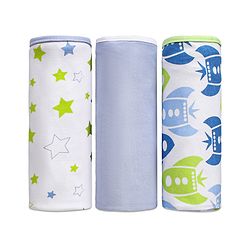Babyhug 100% Cotton Wrapper Pack of 3 - Green & Blue