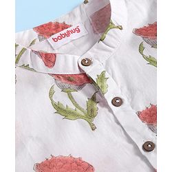 Babyhug Cotton Woven Full Sleeves Kurta Pyjama Set With Floral Print - White