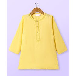 Babyhug Cotton Woven Full Sleeves Kurta & Pyjama Set With Embroidery - Yellow