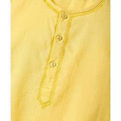 Babyhug Cotton Woven Full Sleeves Kurta & Pyjama Set With Embroidery - Yellow
