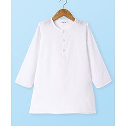 Babyhug Cotton Woven Full Sleeves Kurta & Pyjama Set With Embroidery - White