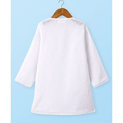 Babyhug Cotton Woven Full Sleeves Kurta & Pyjama Set With Embroidery - White