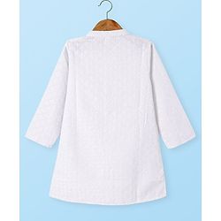 Babyhug Cotton Woven Full Sleeves Kurta & Pyjama Set With Floral Embroidery - White