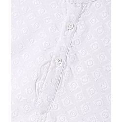 Babyhug Cotton Woven Full Sleeves Kurta & Pyjama Set With Floral Embroidery - White
