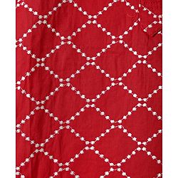 Babyhug Cotton Woven Full Sleeves Kurta & Pyjama Set With Square Embroidery - Red