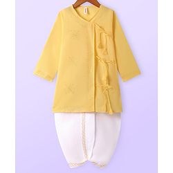 Babyhug Cambric Woven Full Sleeves Embroidery Kurta & Dhoti Set - Yellow