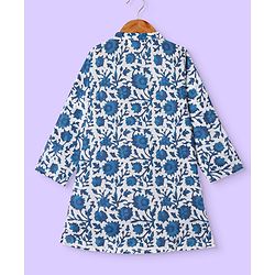 Babyhug Cotton Woven Full Sleeves Kurta Dhoti Set With Floral Print - White