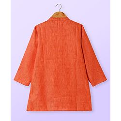 Babyhug Cotton Woven Full Sleeves Kurta Dhoti Set With Embroidery - Orange