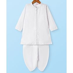 Babyhug Cotton Woven Full Sleeves Embroidered Kurta Dhoti Set - White