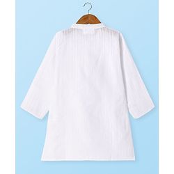 Babyhug Cotton Woven Full Sleeves Textured Kurta Dhoti Set - White