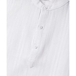 Babyhug Cotton Woven Full Sleeves Textured Kurta Dhoti Set - White