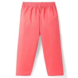 Babyhug Cotton Woven Full Sleeves Solid Kurta Pyjama Set with Leaf Printed Jacket - Coral