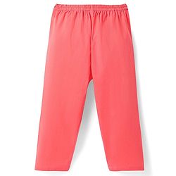 Babyhug Cotton Woven Full Sleeves Solid Kurta Pyjama Set with Leaf Printed Jacket - Coral