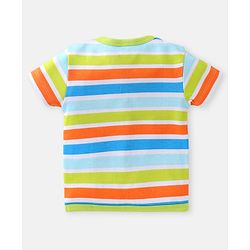 Babyhug 100% Cotton Interlock Knit Half Sleeves Front Open jhablas with Sea Life Print & Stripes Pack of 3 - Blue & White
