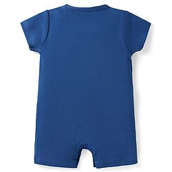 Babyhug 100% Cotton Knit Half Sleeves Romper with Stripes & Animal Print Pack of 2 - White & Navy Blue